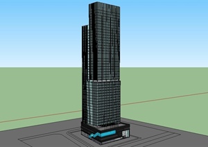 某现代风格高层简约办公大厦建筑设计SU(草图大师)模型