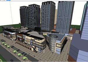 现代风格完整的商业住宅楼设计SU(草图大师)模型