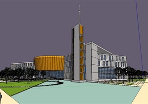 现代消防指挥中心办公建筑设计Su模型