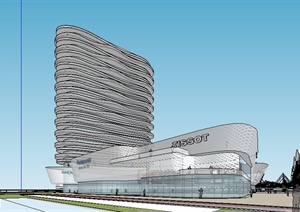 现代风格车站及综合体建筑设计SU(草图大师)模型