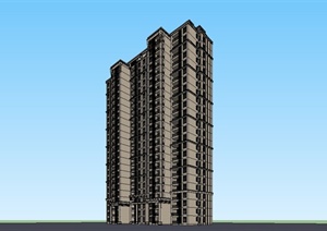 某简欧风格高层住宅建筑设计SU(草图大师)模型