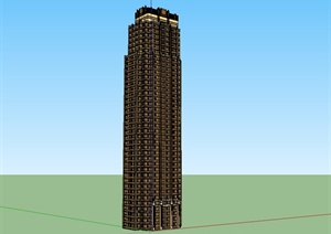 某古典风格高层住宅公寓建筑设计SU(草图大师)模型