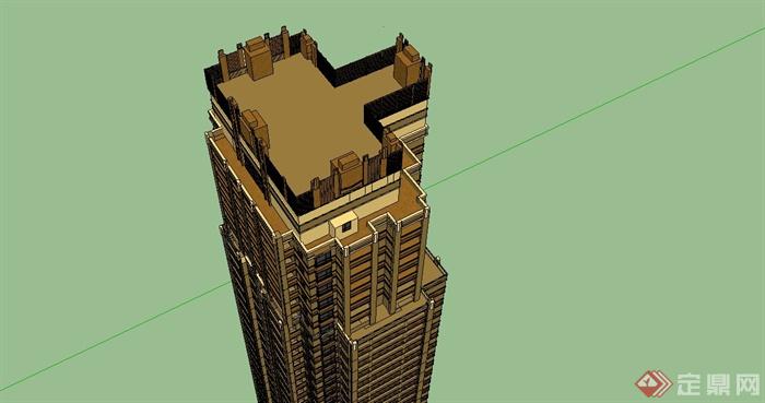 某古典风格高层住宅公寓建筑设计SU模型(3)