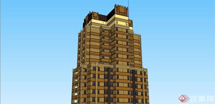 某古典风格高层住宅公寓建筑设计SU模型(4)