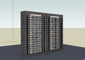 某现代风格高层住宅建筑SU(草图大师)模型设计