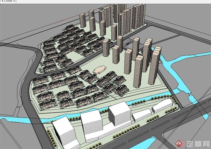 欧式风格城市建筑规划设计su模型(3)