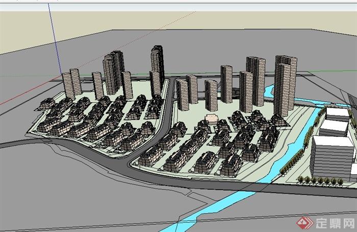 欧式风格城市建筑规划设计su模型(2)