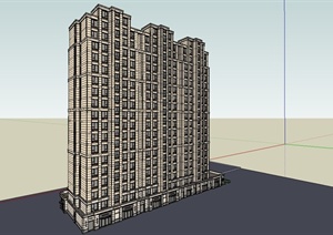 某现代风格简约高层住宅公寓建筑设计SU(草图大师)模型
