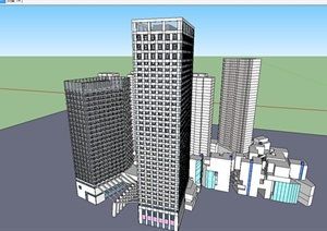某现代简约高层办公大厦建筑设计SU(草图大师)模型