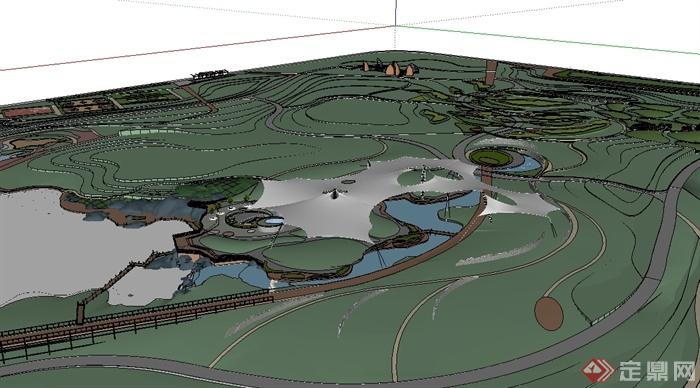 某现代风格体育公园规划景观设计su模型(2)