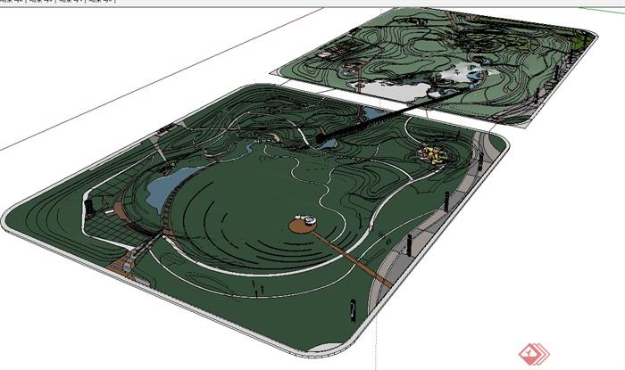某现代风格体育公园规划景观设计su模型(4)