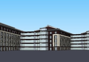 某新中式风格酒店客房区建筑设计SU(草图大师)模型