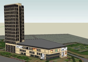 某精致新古典风格商业酒店综合建筑设计SU(草图大师)模型
