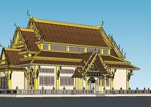 某泰式风格精美旅游区建筑设计SU(草图大师)模型