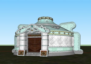 详细完整的蒙古包住宅设计SU(草图大师)模型