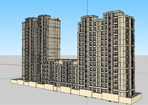 某新古典风格高层住宅建筑SU(草图大师)模型设计