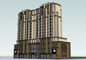 某精致新古典风格高层住宅建筑SU(草图大师)模型设计