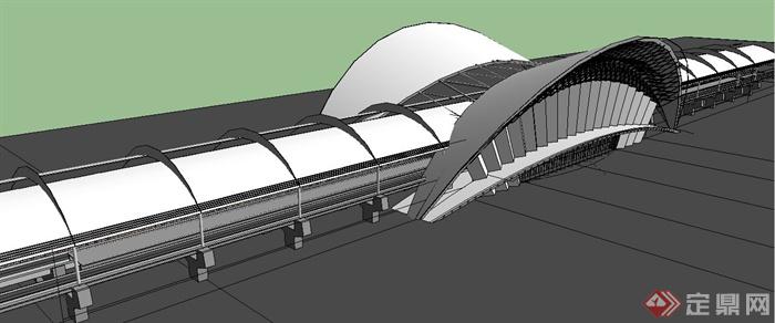 现代简约高铁站建筑设计su模型(2)