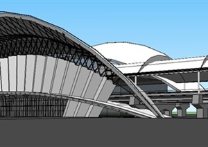 现代简约高铁站建筑设计SU(草图大师)模型