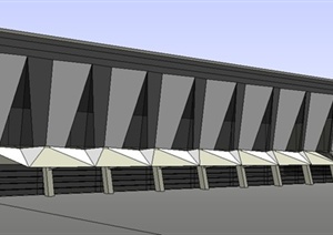 现代火车站候车厅建筑设计Su模型
