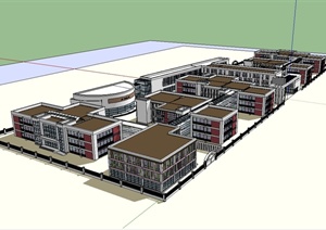 现代风格学前教育中心建筑设计SU(草图大师)模型
