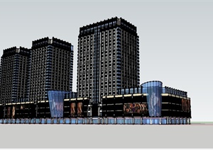 现代商业住宅综合体高层建筑设计SU(草图大师)模型