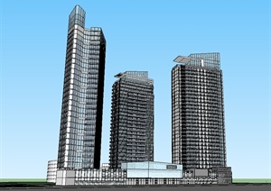 现代风格高层商业住宅综合体设计SU(草图大师)模型