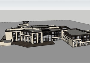 新古典风格详细大型会所建筑设计SU(草图大师)模型