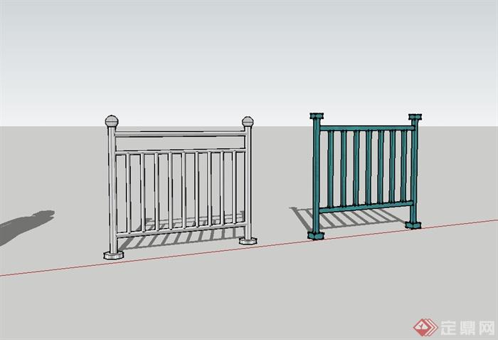 某现代风格两种不同的栏杆设计su模型(2)