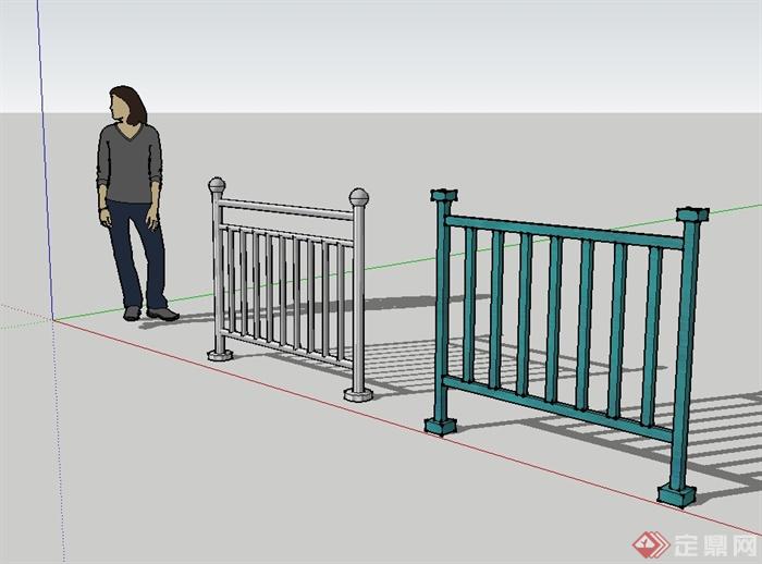 某现代风格两种不同的栏杆设计su模型(3)