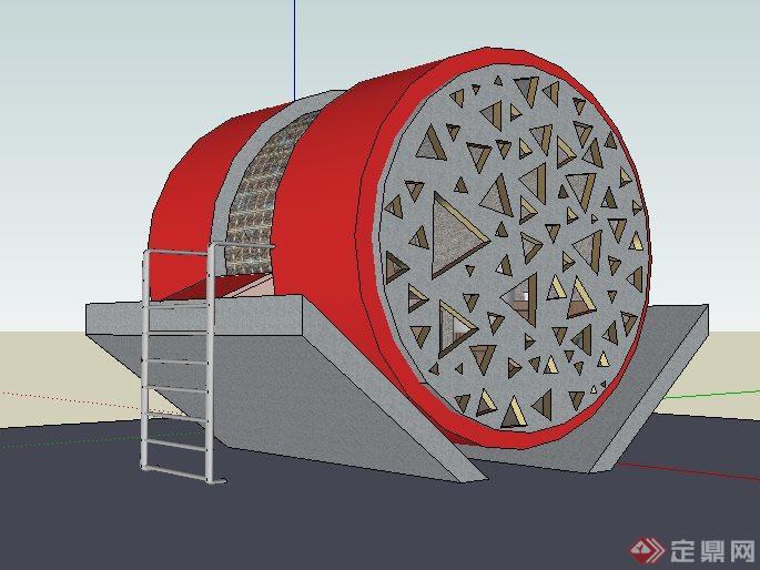 圆筒状工作室建筑设计su模型(3)