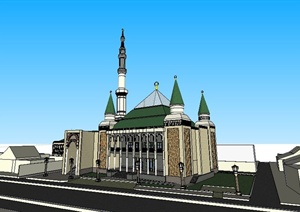 伊斯兰风格清真寺建筑SU(草图大师)模型