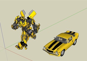 某现代风格大黄蜂及汽车设计SU(草图大师)模型