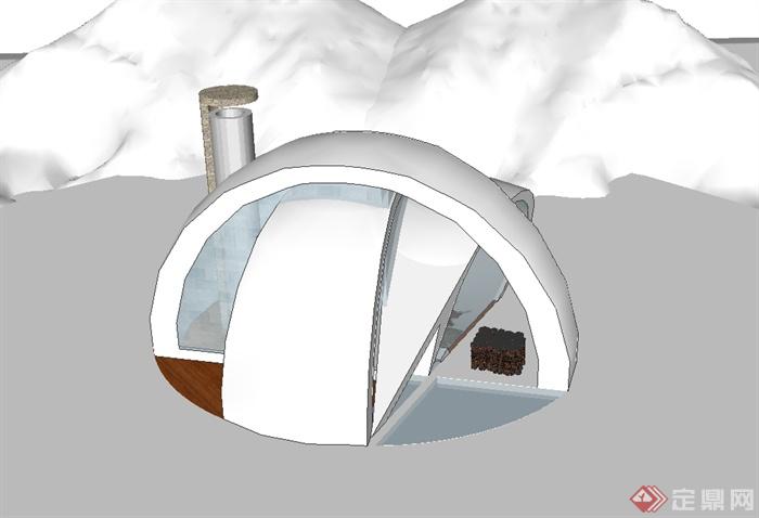 某北极考察小屋设计su模型(3)