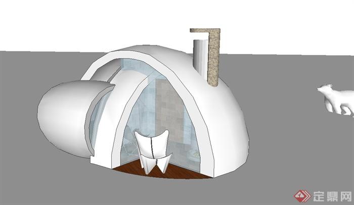 某北极考察小屋设计su模型(2)