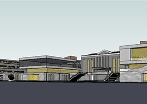现代学校综合教学楼建筑设计SU(草图大师)模型