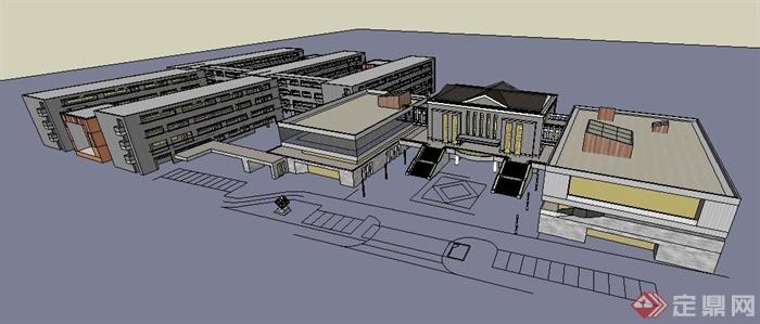 现代学校综合教学楼建筑设计su模型(2)