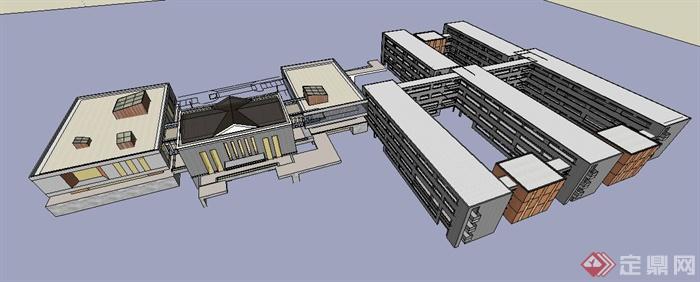现代学校综合教学楼建筑设计su模型(4)