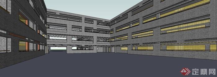 现代学校综合教学楼建筑设计su模型(3)