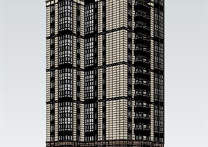 现代高层研究中心办公楼建筑SU(草图大师)模型