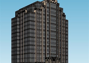 古典风格小高层酒店建筑设计SU(草图大师)模型