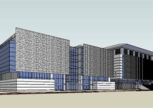 现代风格演艺中心建筑设计SU(草图大师)模型