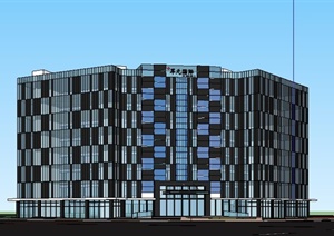 简约现代独栋写字楼办公楼建筑SU(草图大师)模型