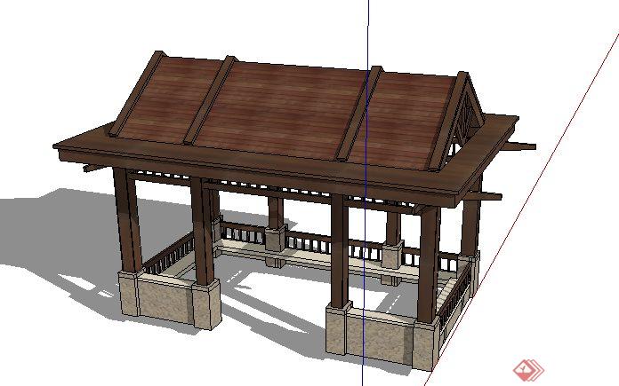 中式景观亭单体设计su模型(3)
