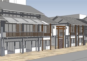 中式风格临街商铺建筑设计Su模型