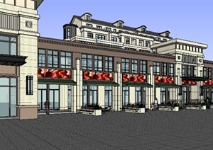 新古典多层商铺及住宅建筑设计SU(草图大师)模型