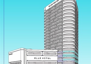 简约高层酒店建筑单体Su模型