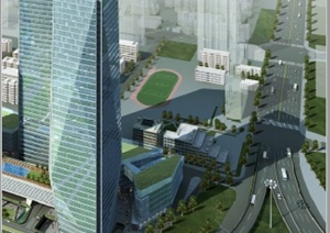 现代风格科技广场商业综合体建筑景观规划