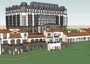 欧式酒店及私人会所建筑设计SU(草图大师)模型