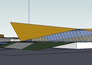 简约展览中心建筑设计SU(草图大师)模型